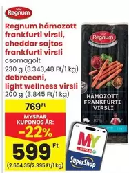 Hámózott frankfurti virsli, cheddar sajtos frankfurti virsli