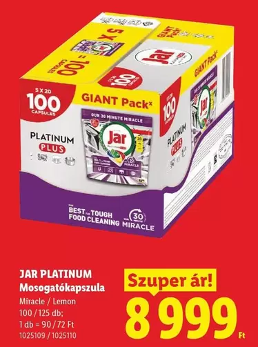 JAR PLATINUM Mosogatkapcsula