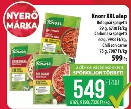 Xxl - Bolognai spagetti, Carbonara spagetti, Chili con carne