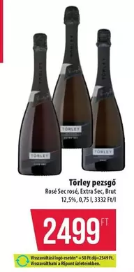 Törley pezsgő Rosé Sec, Extra Sec, Brut