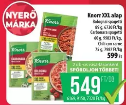 Xxl - Bolognai spagetti, Carbonara spagetti, Chili con carne