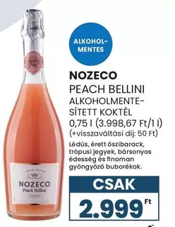 PEACH BELLINI ALKOHOLMENTES SÍTETT KOKTÉL