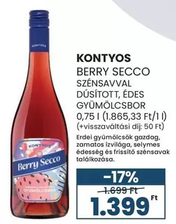 BERRY SECCO SZÉNSAVVAL DÚSÍTOTT, ÉDES GYÜMÖLCSBOR