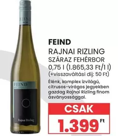 RAJNAI RIZLING SZÁRAZ FEHÉRBOR