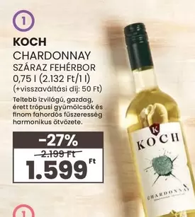 CHARDONNAY SZÁRAZ FEHÉR BORT