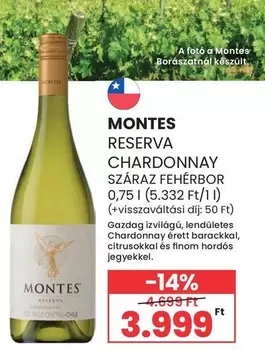 RESERVA CHARDONNAY SZÁRAZ FEHÉR BÓR