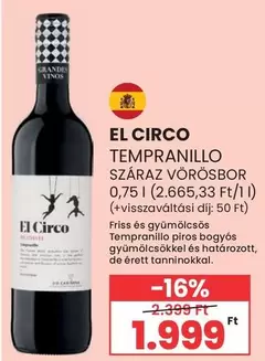 TEMPRANILLO SZÁRAZ VÖRÖSBOR