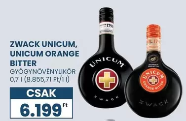 ZWACK UNICUM, UNICUM ORANGE BITTER GYÓGYNÖVÉNYLIKŐR