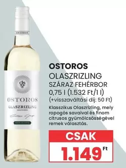 OLASZRIZLING SZÁRAZ FEHÉRBOR