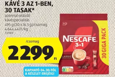 KÁVÉ 3 AZ 1-BEN, 30 TASAK