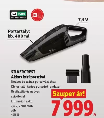 Akkus kézi porszívó