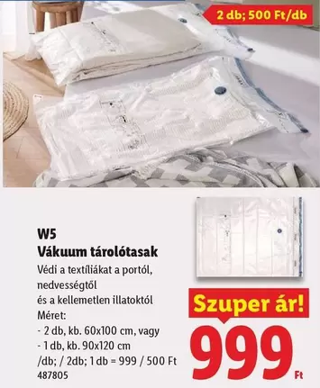 W5 Vákuum tárolótasak