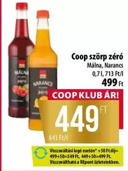 Coop szörp zéró Málna, Narancs