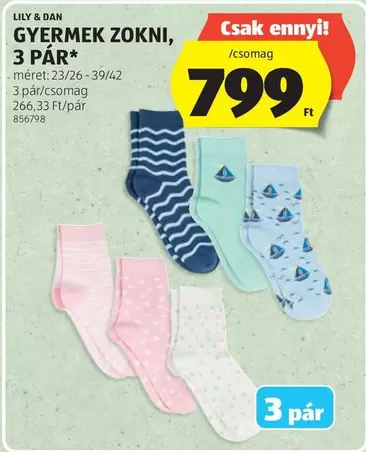 GYERMEK ZOKNI, 3 PÁR*