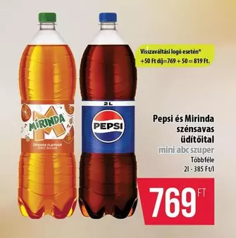 Pepsi és Mirinda szénsavas üdítőital