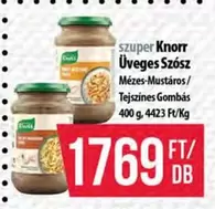 Üveges Szósz Mézes-Mustáros/Tejszínes Gombás