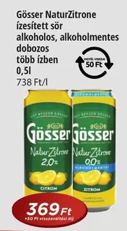 NaturZitrone ízesített sör alkoholos, alkoholmentes dobozos