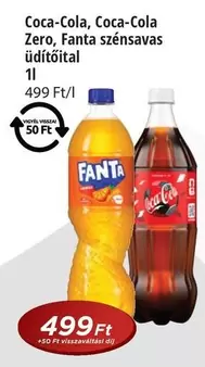 Coca Cola - Coca-Cola, Coca-Cola Zero, Fanta szénsavas üdítőital 1l