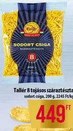Tallér 8 tojásos száraztészta sodort csiga