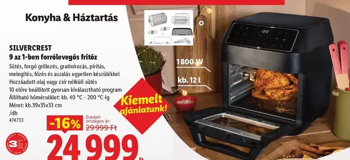 9 az 1-ben forrólevegős fritőz