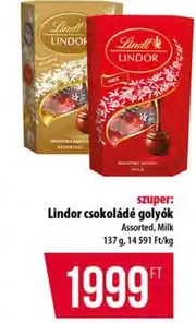 Lindor csokoládé golyók