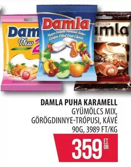 PUHA KARAMELL GYÜMÖLCS MIX, GÖRÖGDINNYE-TRÓPUSI, KÁVÉ