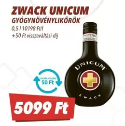 ZWACK UNICUM GYÓGYNÖVÉNYLIKŐRÖK