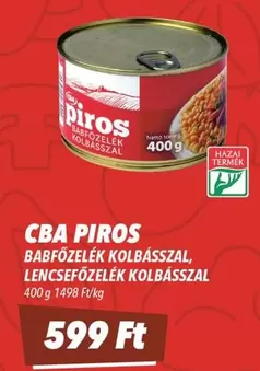 CBA PIROS Babfőzelék Kolbásszal, Lencsefőzelék Kolbásszal