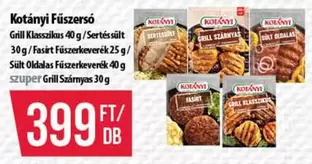 Kotányi Fűszerő Grill Klasszikus 40 g / Sertés sült 30 g / Fasírt Fűszerkeverék 25 g / Sült Oldalas Fűszerkeverék 40 g / szuper Grill Szárnyas 30 g