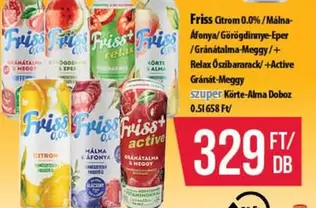 Citrom 0.0% / Málna-Áfonya / Görögdinnye-Eper / Gránátalma-Meggy / Relax Őszibarack / Active Gránát-Meggy