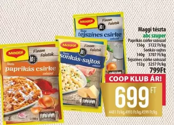 Maggi tészta abc szuper Paprikás csirke szósszal, Sonkás-sajtos