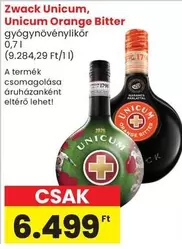 Unicum Orange Bitter gyógynövény-likőr