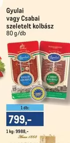Gyulai vagy Csabai szeletelt kolbász