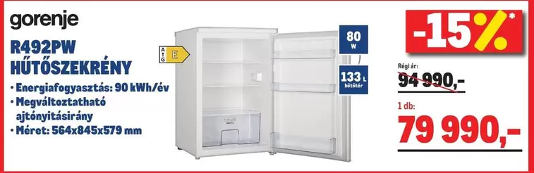 Gorenje - R492PW HŰTŐSZEKRÉNY