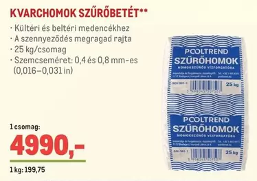 KVARCHOMOK SZŰRŐBETÉT