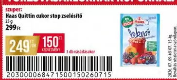 Haas Quittin cukor stop zselésítő