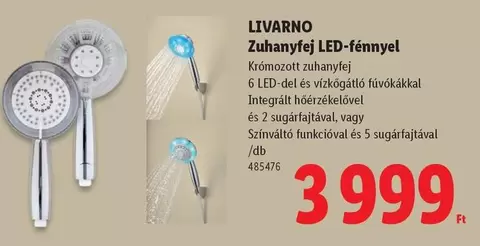 Zuhanyfej LED-fénnyel