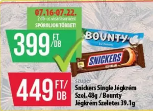 Snickers Single Jégkrém / Bounty Jégkrém Szeletes