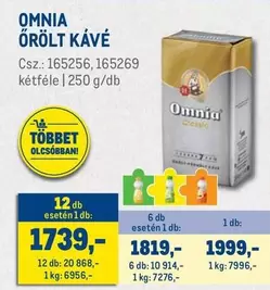 OMNIA ŐRÖLT KÁVÉ Csz.: 165256, 165269 kétféle