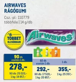 AIRWAVES RÁGÓGUMI Csz.: pl.: 110779 többféle | 14 g/db