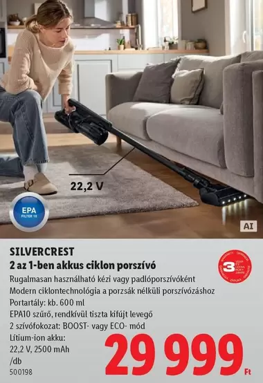 2 az 1-ben akkus ciklon porszívó