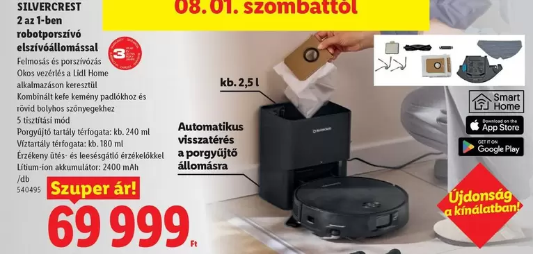 2 az 1-ben robotporszívó elszívóállomással