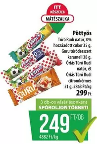 Túró Rudi natúr, 0% hozzáadott cukor, karamell, citromkrémes
