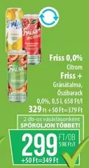 Friss 0,0% Citrom Friss + Gránátalma, Őszibarack