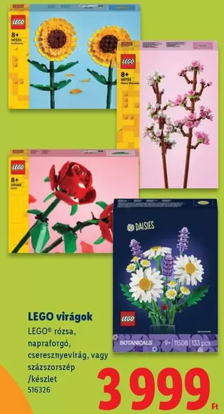 Lego - LEGO virágok (rózsa, napraforgó, cseresznyevirág, vagy százszorszép) / készlet 31126