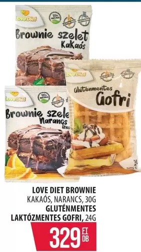 LOVE DIET BROWNIE KAKAÓS, NARANCS, GLUTÉNMENTES LAKTÓZMENTES GOFRI