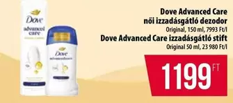 Advanced Care női izzadásgátló dezodor Original, 150 ml, 7993 Ft/l, Advanced Care izzadásgátló stift Original 50 ml, 23 980 Ft/l