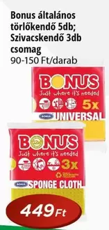 általános törlőkendő 5db; Szivacs kendő 3db csomag
