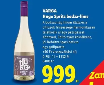Hugo Spritz bodza-lime