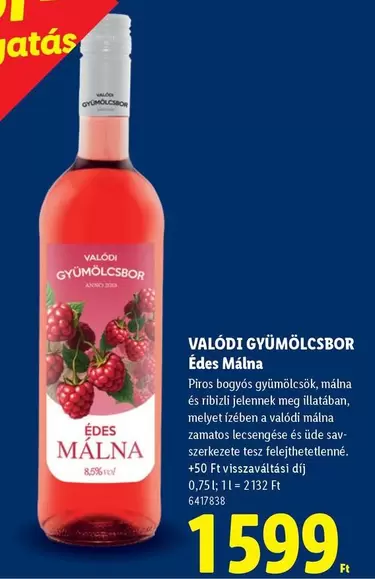Gyümölcsbor Édes Málna